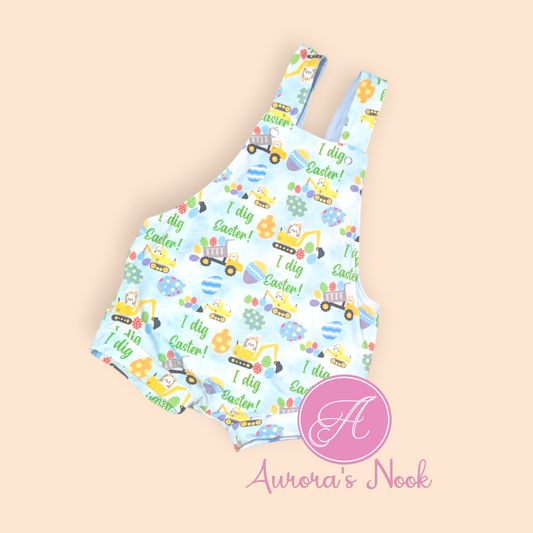 I Dig Easter Shortie Overalls